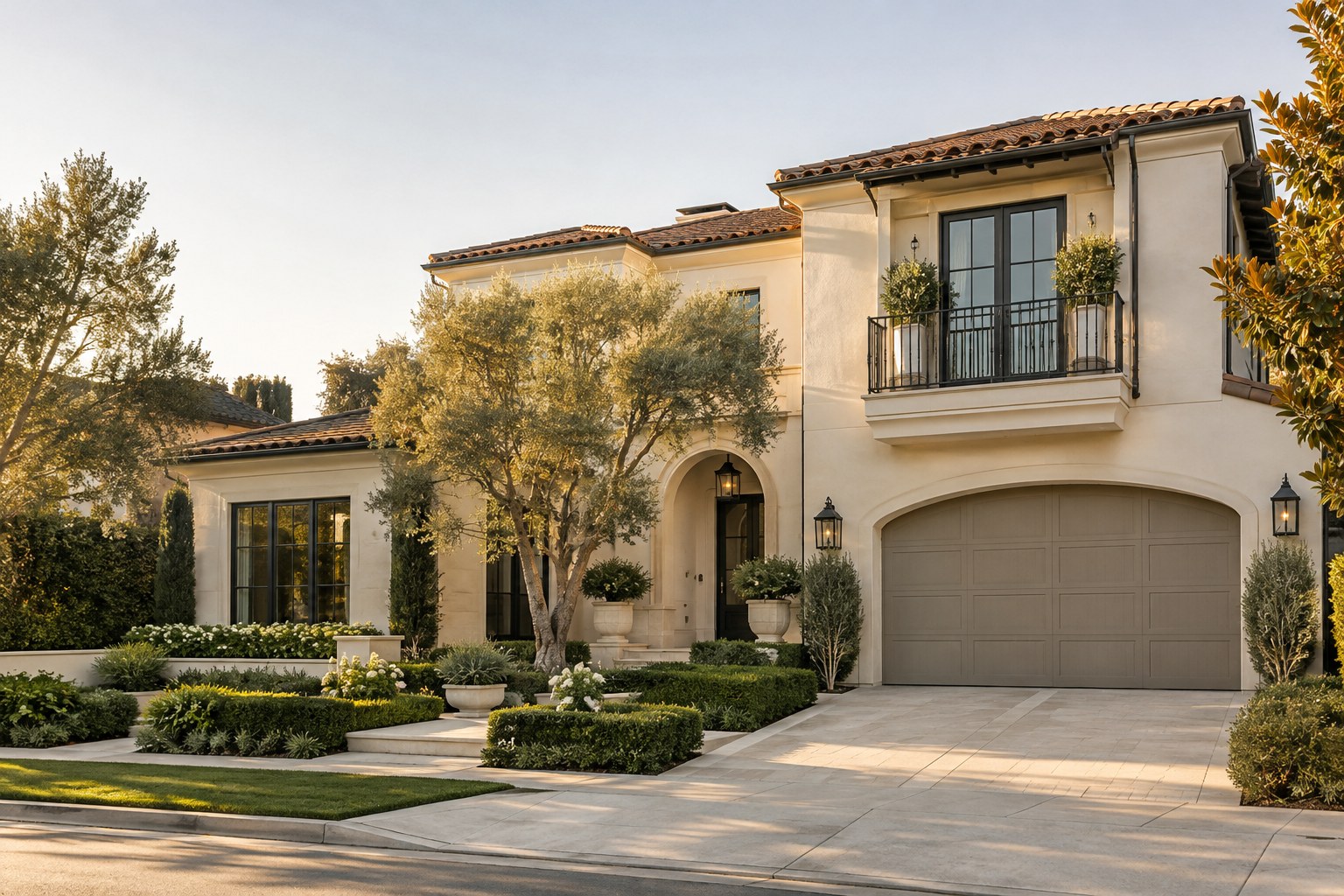 A Southern California coastal home in warm evening light